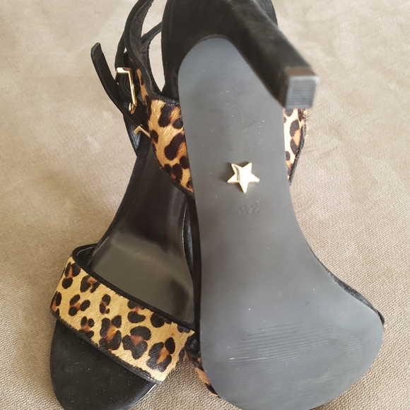 Luxury Designer Kurt Geiger Leopard Print Calf Hair Square Stiletto Sandal EU 38 - Picture 6 of 9
